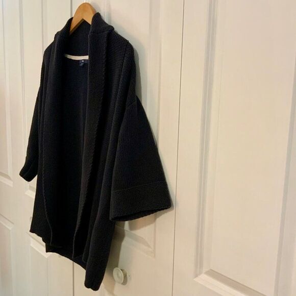 Gap Navy Blue Knit Open Cotton Blend Cardigan Elbow Sleeve Small - Picture 4 of 10